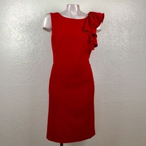 PREMISE Ruffle Sleeveless Sheath Cocktail Dress